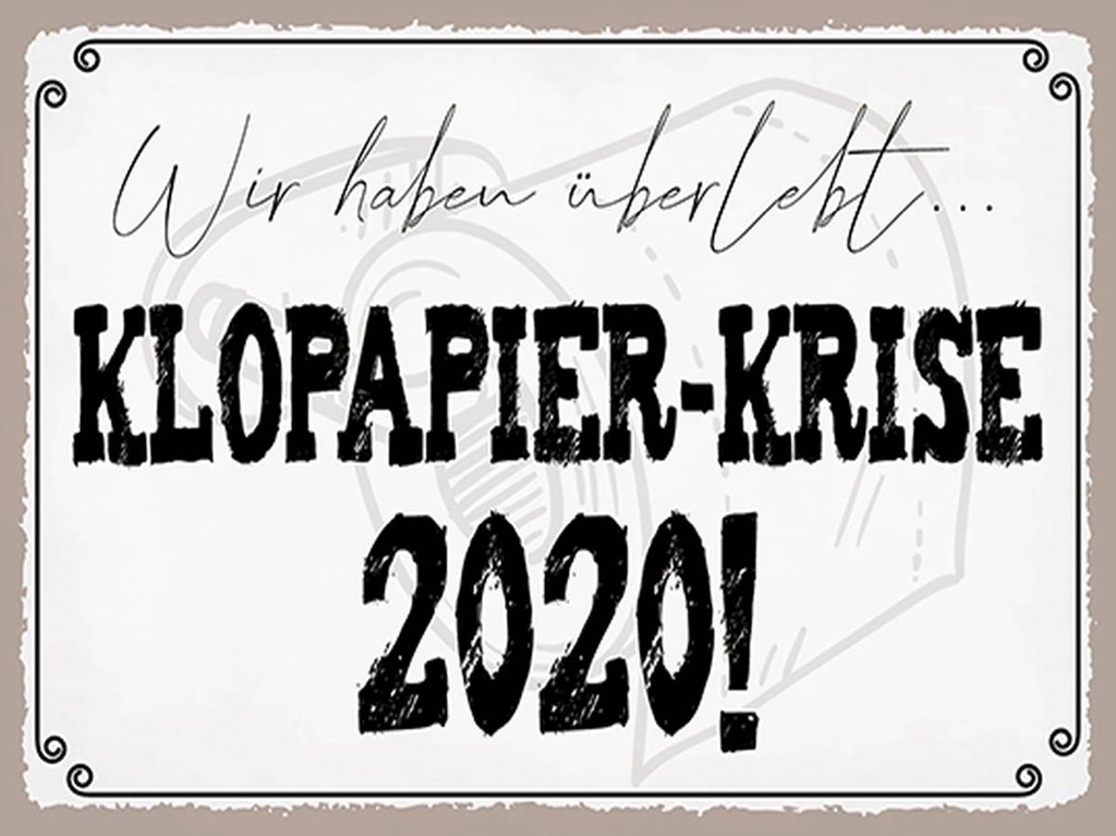 Holzschild 30x40 cm überlebt Klopapier Krise 2020
