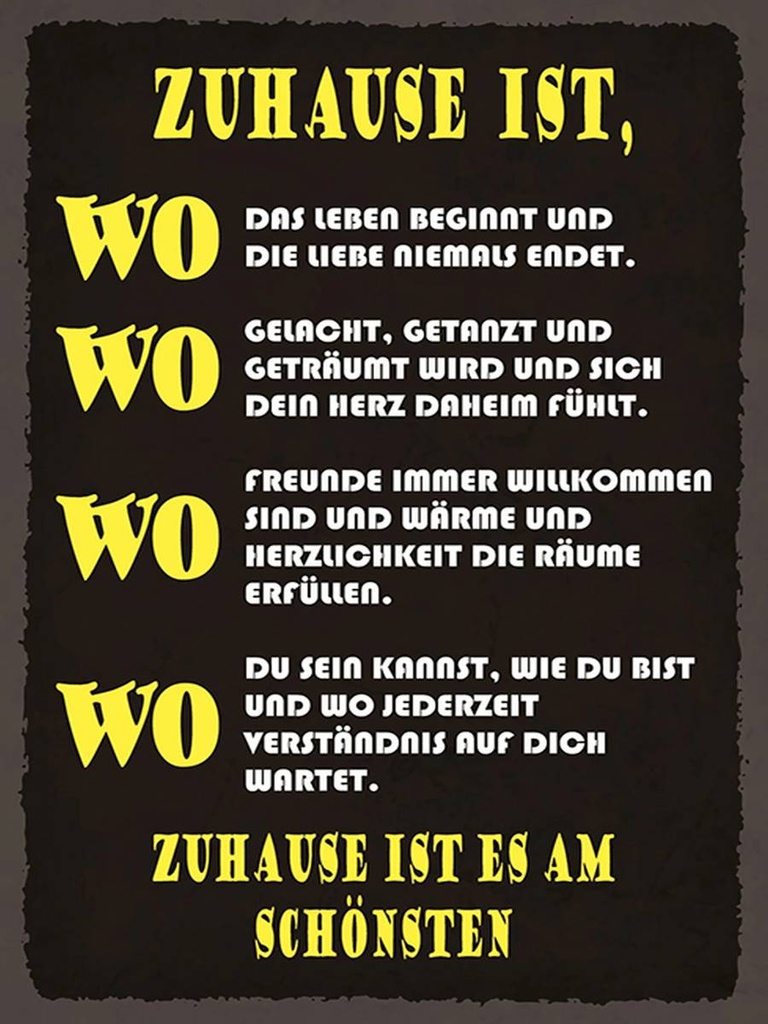 Holzschild 40x30 cm Zuhause ist wo Leben und Liebe