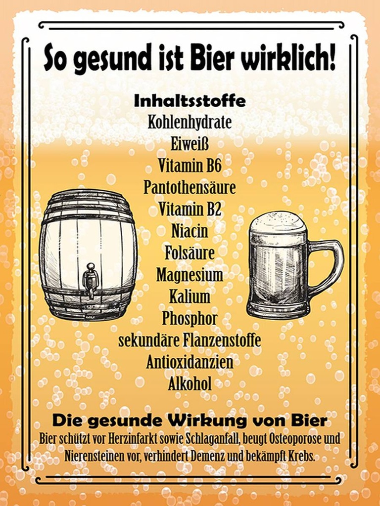 Holzschild 40x30 cm so gesund ist Bier wirklich