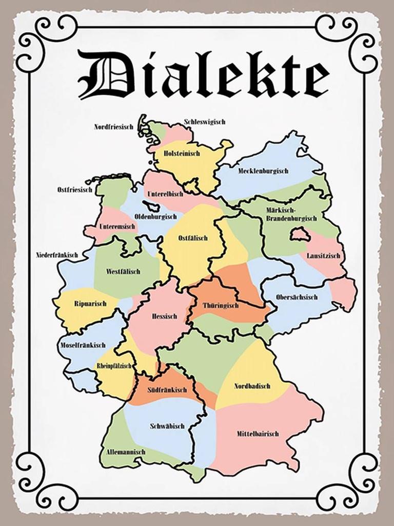 Holzschild 40x30 cm Dialekte Karte Bundesländer