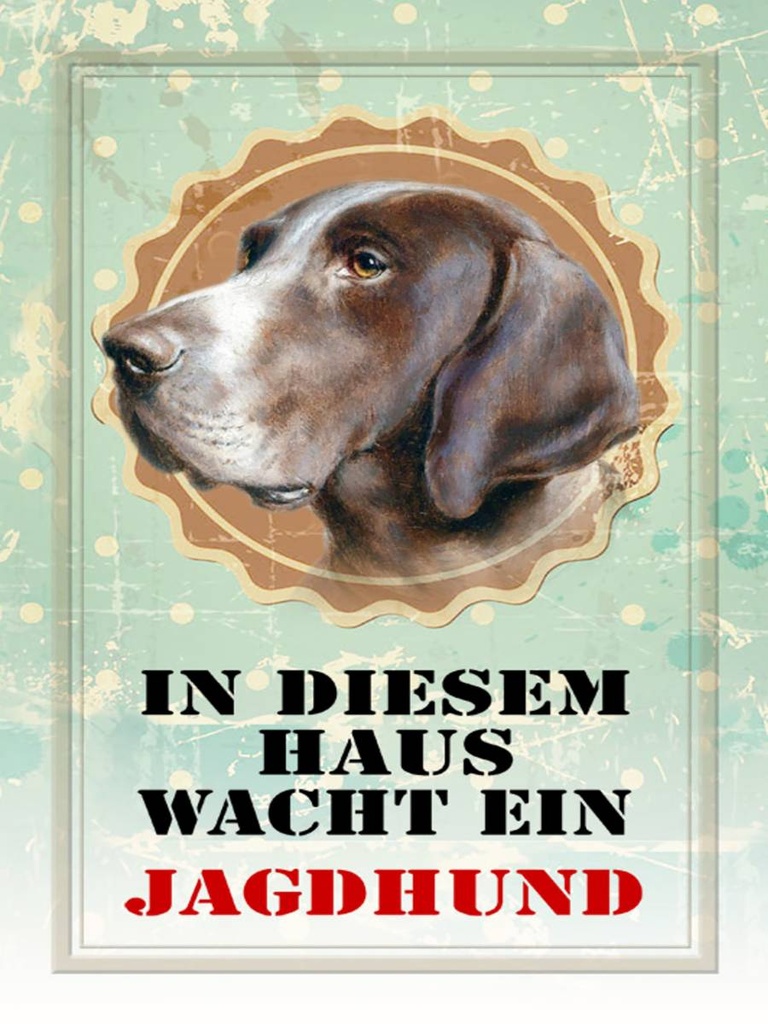 Holzschild 40x30 cm Hund in diesem Haus wacht ein Jagdhund