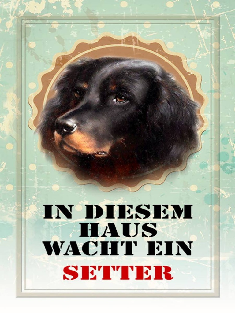 Holzschild 40x30 cm Hund in diesem Haus wacht ein Setter