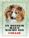 Holzschild 40x30 cm Hund in diesem Haus wacht ein Collie