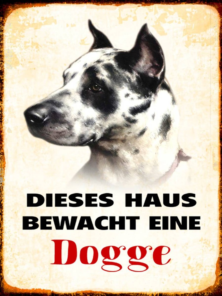 Holzschild 40x30 cm Hund dieses Haus bewacht eine Dogge