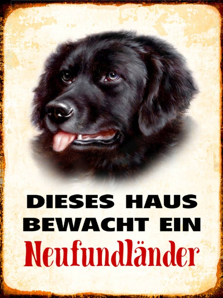 Holzschild 40x30 cm Hund dieses Haus bewacht Neufundländer