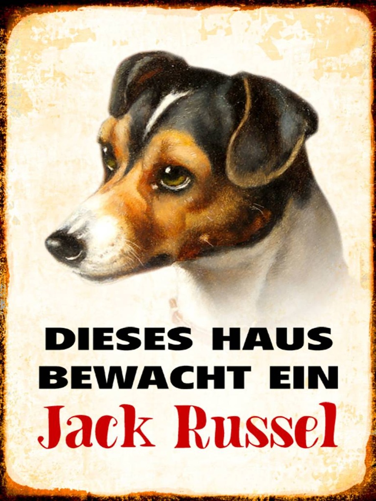 Holzschild 40x30 cm Hund dieses Haus bewacht Jack Russel