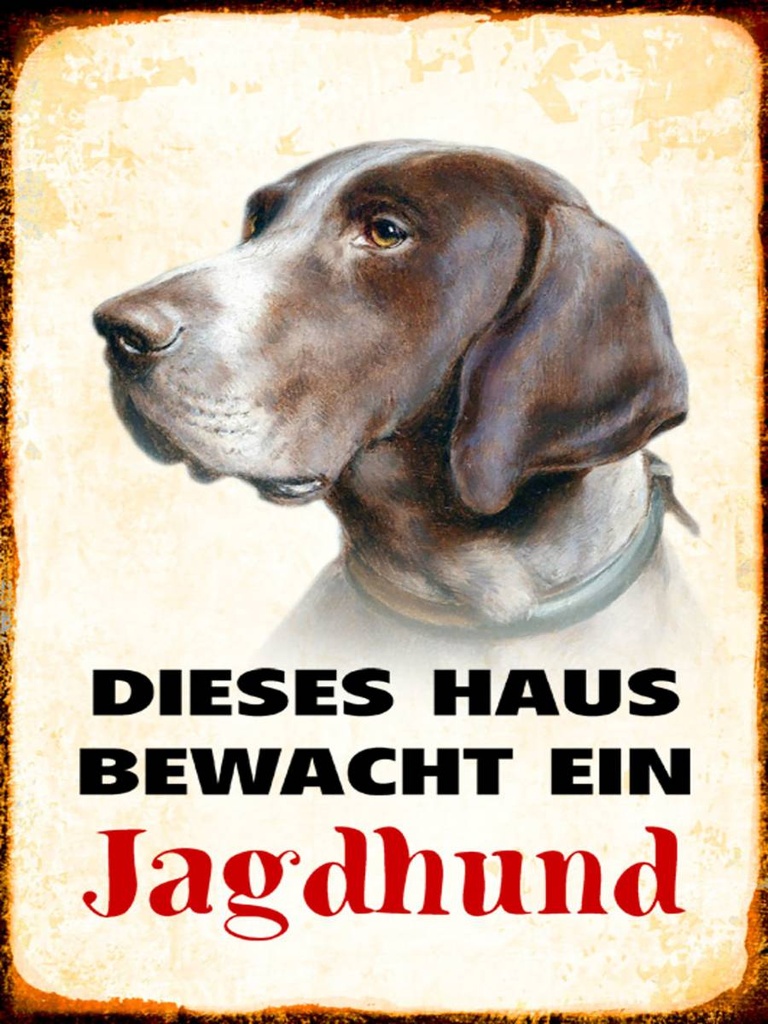 Holzschild 40x30 cm Hund dieses Haus bewacht ein Jagdhund