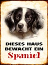 Holzschild 40x30 cm Hund dieses Haus bewacht ein Spaniel