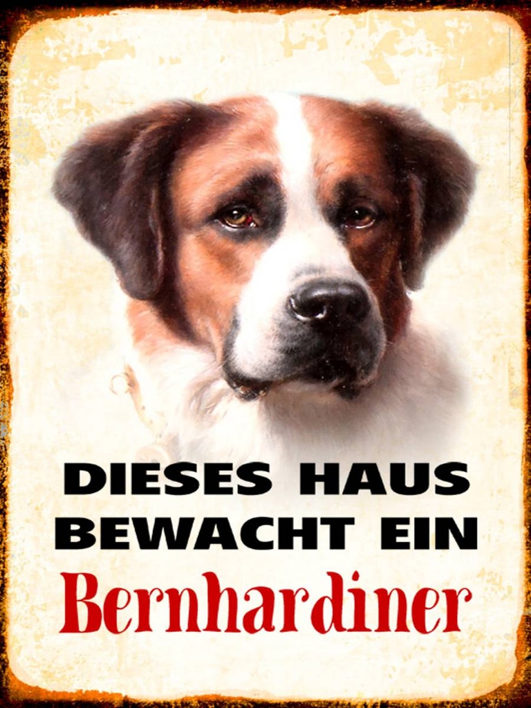 Holzschild 40x30 cm Hund dieses Haus bewacht Bernhardiner