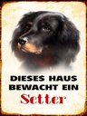 Holzschild 40x30 cm Hund dieses Haus bewacht ein Setter
