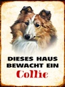 Holzschild 40x30 cm Hund dieses Haus bewacht ein Collie