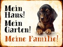 Holzschild 30x40 cm Hund Dackel mein Haus Garten Familie