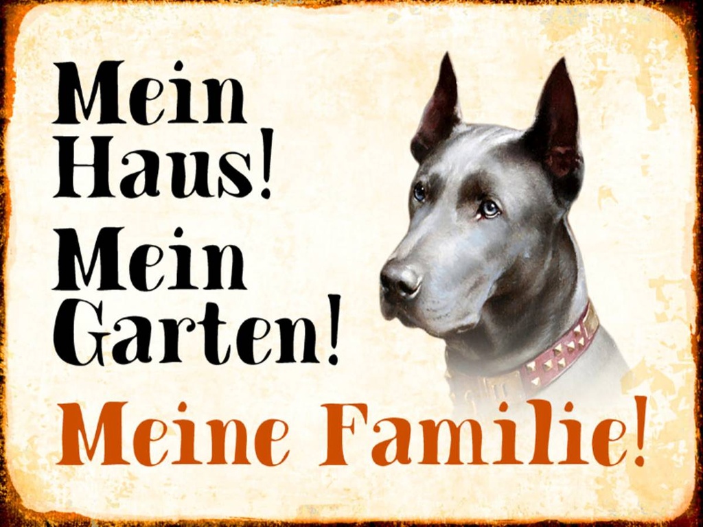 Holzschild 30x40 cm Hund Dobermann mein Haus Garten Familie