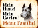 Holzschild 30x40 cm Hund Dobermann mein Haus Garten Familie