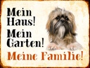 Holzschild 30x40 cm Hund Pekinese mein Haus Garten Familie