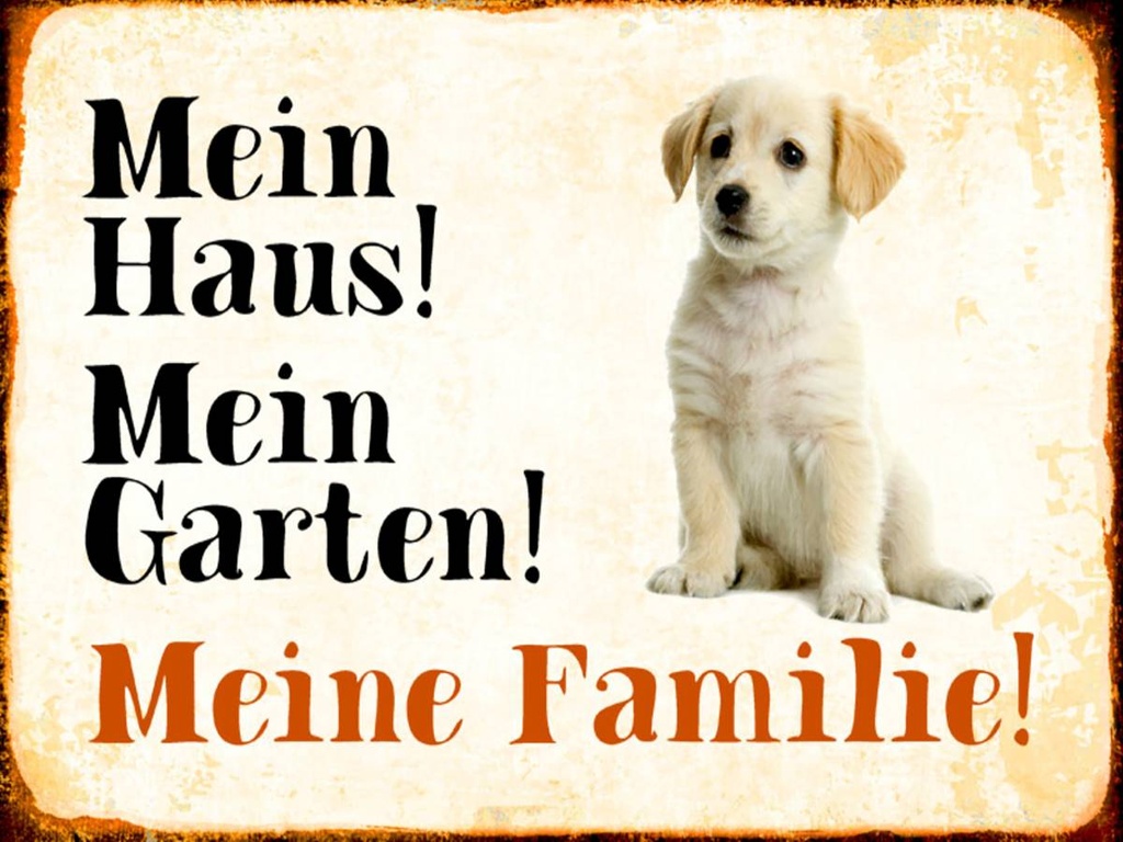 Holzschild 30x40 cm Hund Labrador mein Haus Garten Familie