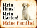 Holzschild 30x40 cm Hund Labrador mein Haus Garten Familie