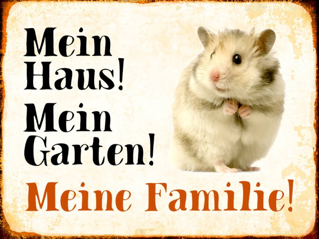 Holzschild 30x40 cm Tiere Hamster mein Haus Garten Familie