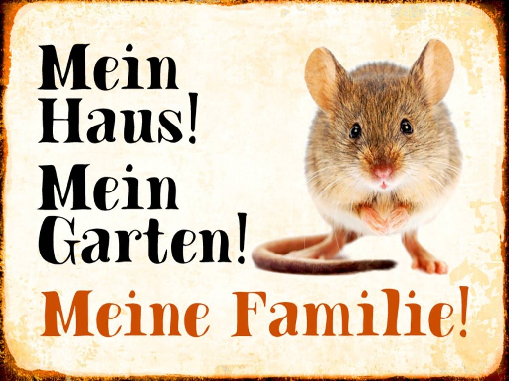 Holzschild 30x40 cm Tiere Maus mein Haus Garten Familie