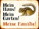 Holzschild 30x40 cm Tiere Eichhörnchen mein Haus Garten