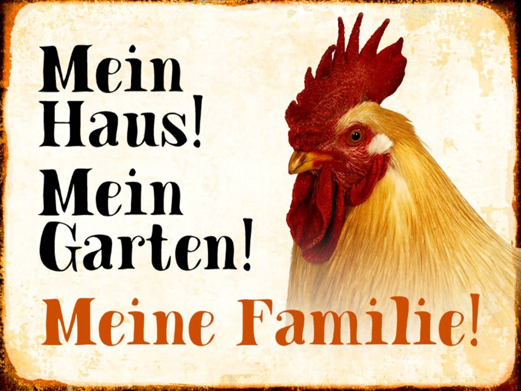 Holzschild 30x40 cm Tiere Huhn mein Haus Garten Familie