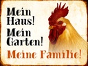 Holzschild 30x40 cm Tiere Huhn mein Haus Garten Familie