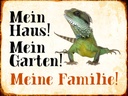 Holzschild 30x40 cm Reptilien Chamäleon mein Haus Garten