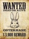 Holzschild 40x30 cm Tiere wanted Osterhase