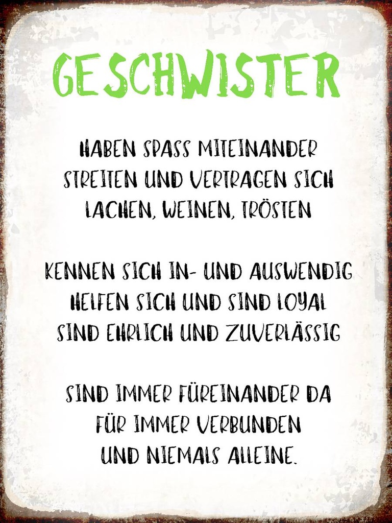 Holzschild 40x30 cm Geschwister füreinander da