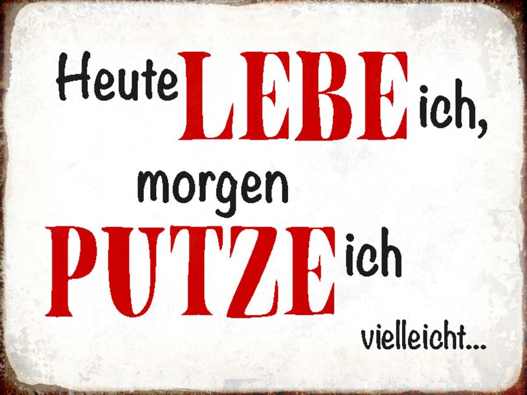 Holzschild 30x40 cm heute lebe ich morgen putze ich