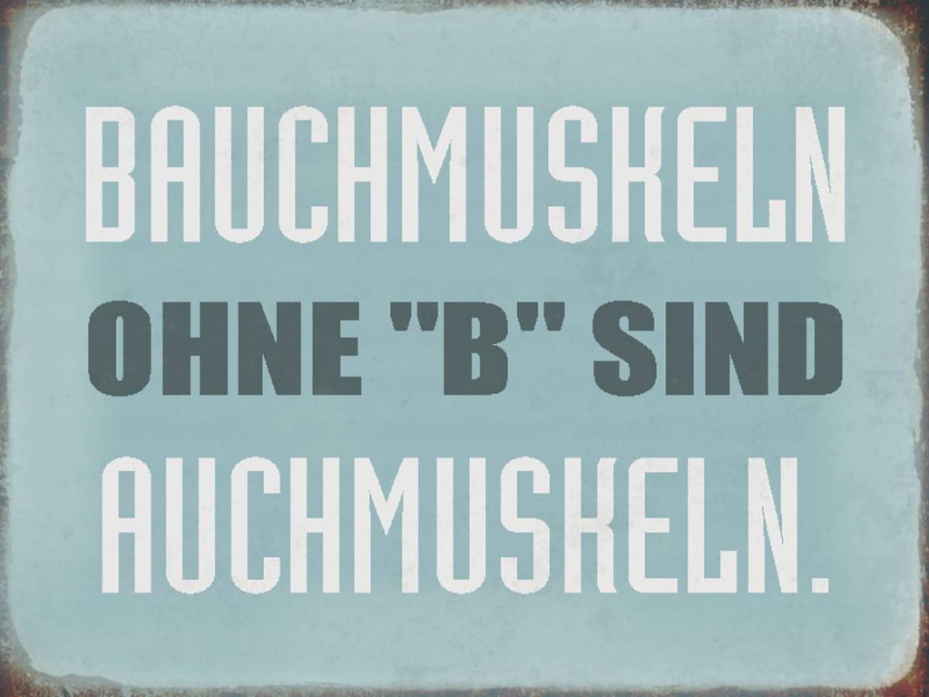 Holzschild 30x40 cm Bauchmuskeln ohne B sind auch
