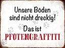 Holzschild 30x40 cm Hund Boden Pfotengraffiti