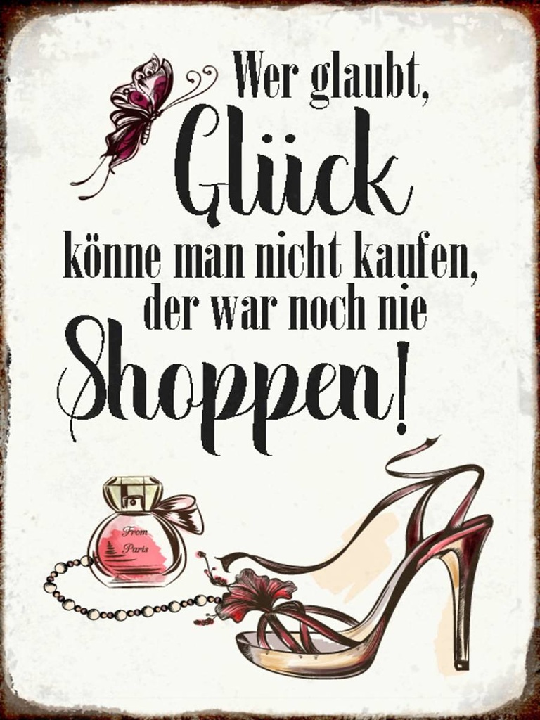 Holzschild 40x30 cm Glück nicht kaufen shoppen