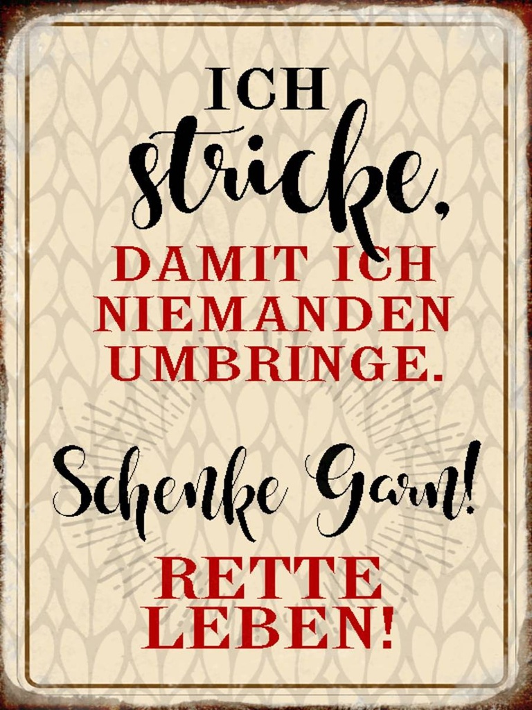 Holzschild 40x30 cm ich stricke niemanden umbringe