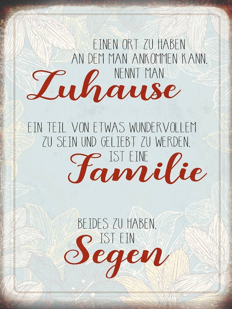 Holzschild 40x30 cm Zuhause Familie Segen