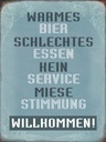 Holzschild 40x30 cm warmes Bier schlechtes Essen
