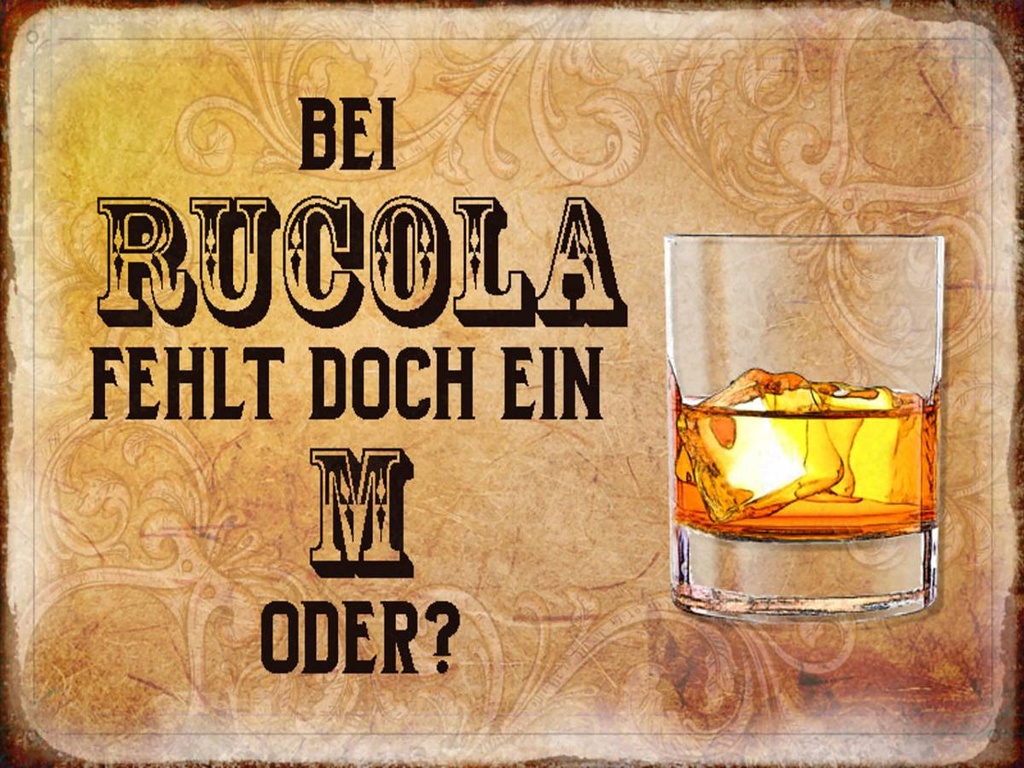Holzschild 30x40 cm Alkohol bei Rucola fehlt doch ein M