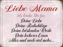 Holzschild 30x40 cm liebe Mama ich danke dir Liebe
