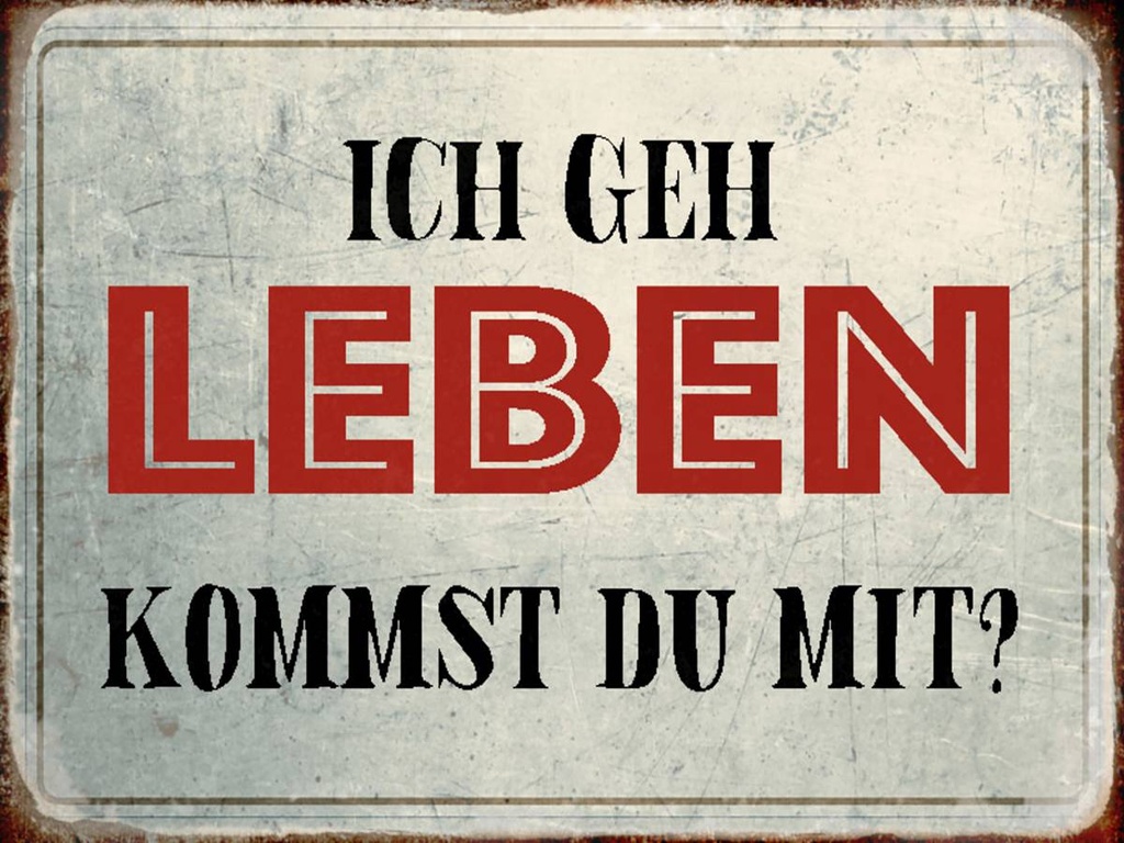Holzschild 30x40 cm geh leben kommst du mit Retro