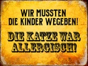 Holzschild 30x40 cm Kinder weggeben Katze allergisch
