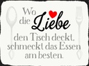 Holzschild 30x40 cm wo Liebe den Tisch deckt Essen