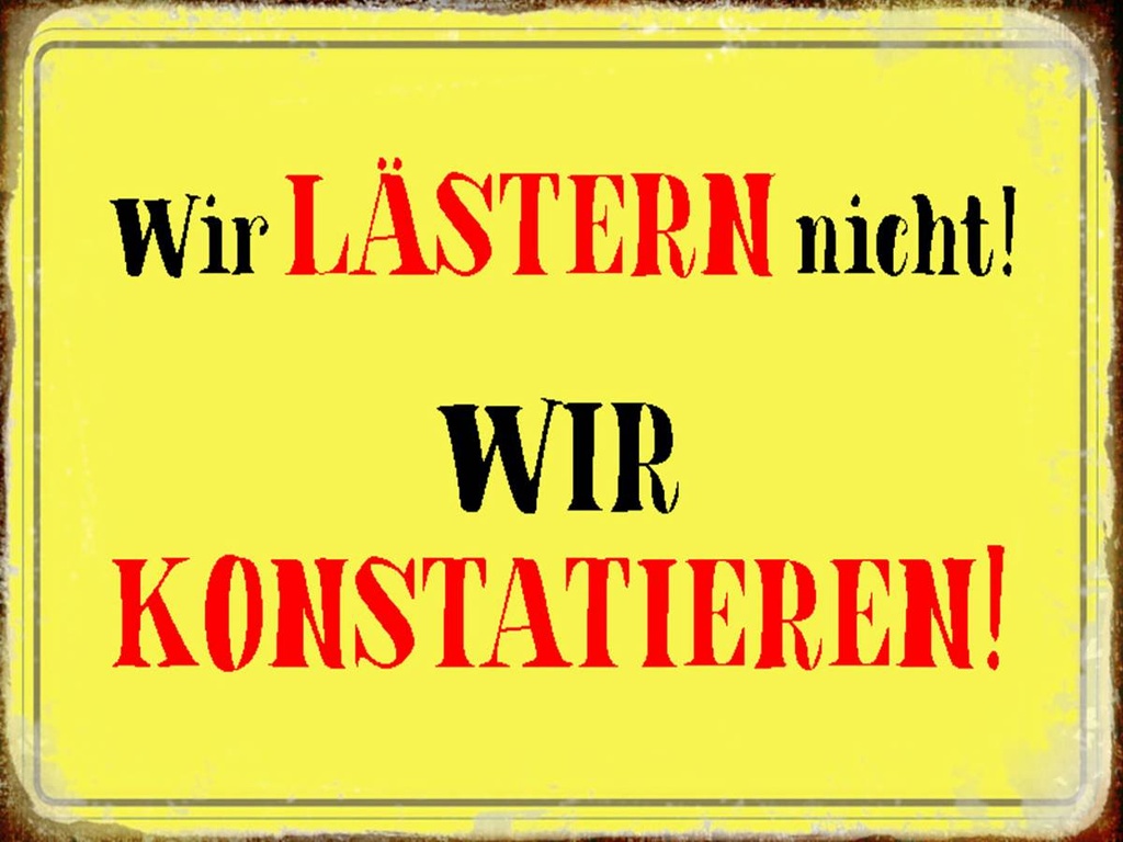 Holzschild 30x40 cm wir lästern nicht konstatieren