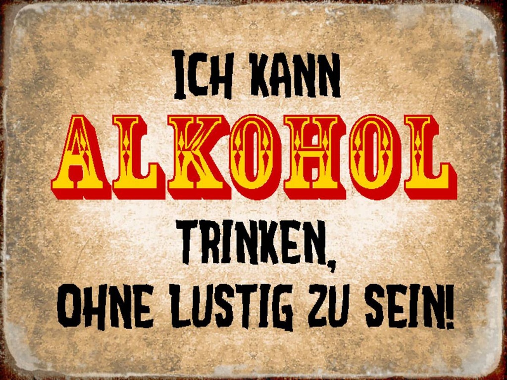 Holzschild 30x40 cm kann Alkohol trinken ohne lustig