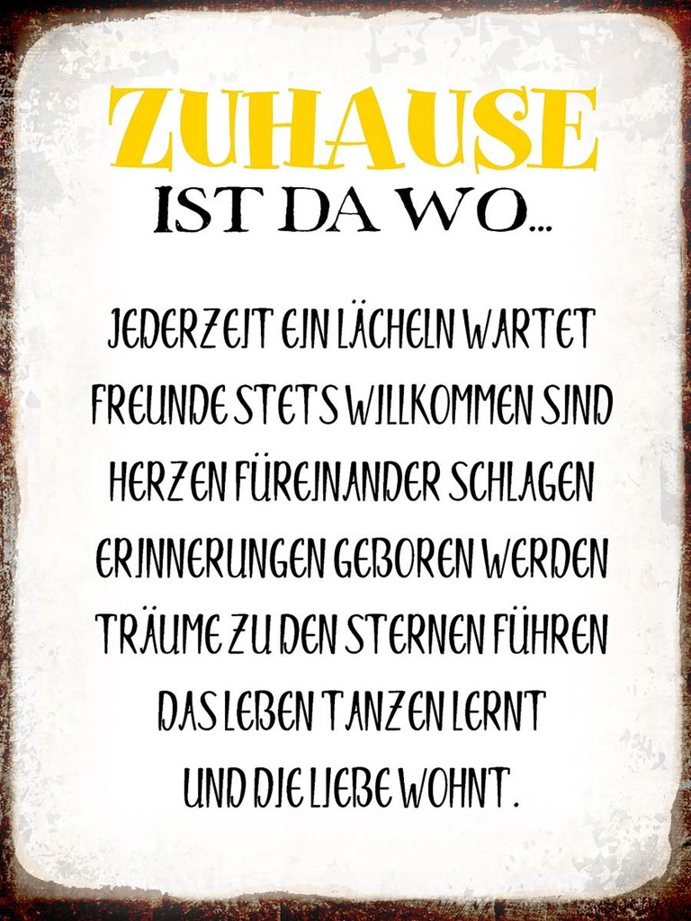 Holzschild 40x30 cm Zuhause ist da wo Liebe Herzen
