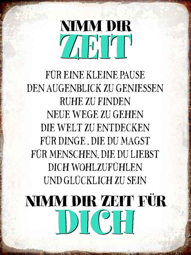 Holzschild 40x30 cm nimm dir Zeit für dich glücklich