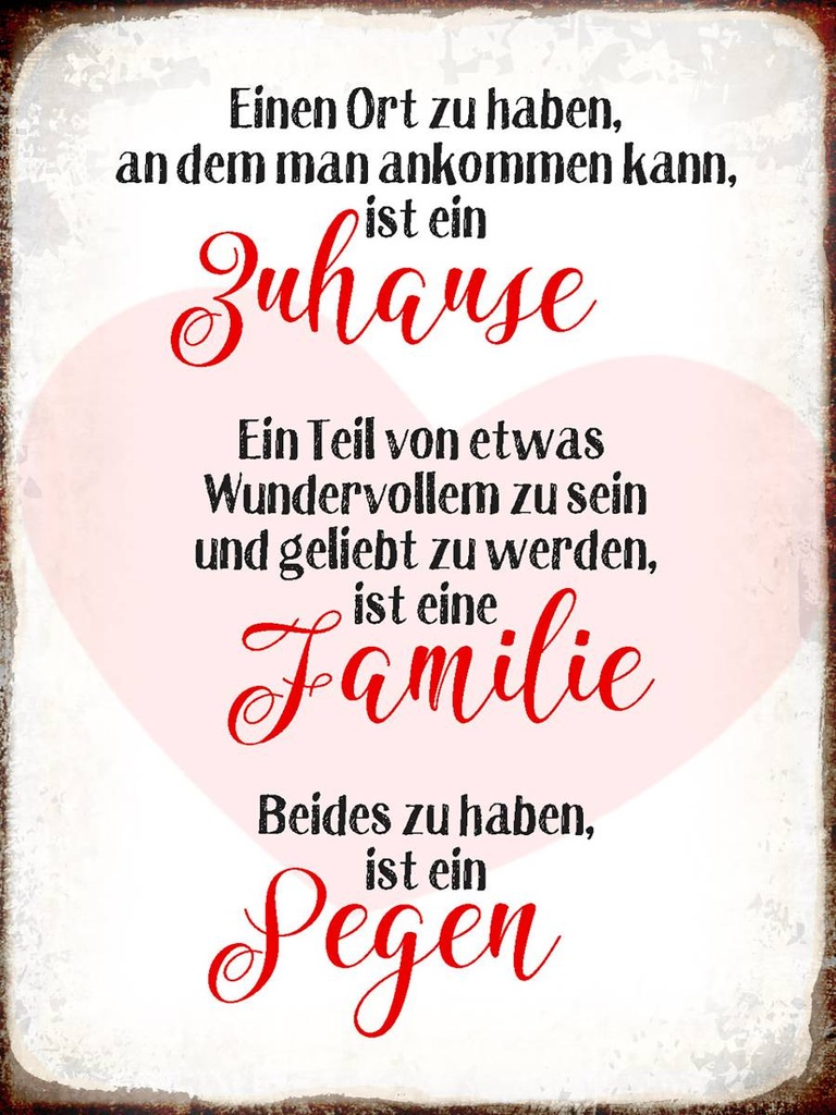 Holzschild 40x30 cm Zuhause Familie Segen Herz