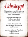 Holzschild 40x30 cm Liebesrezept Retro
