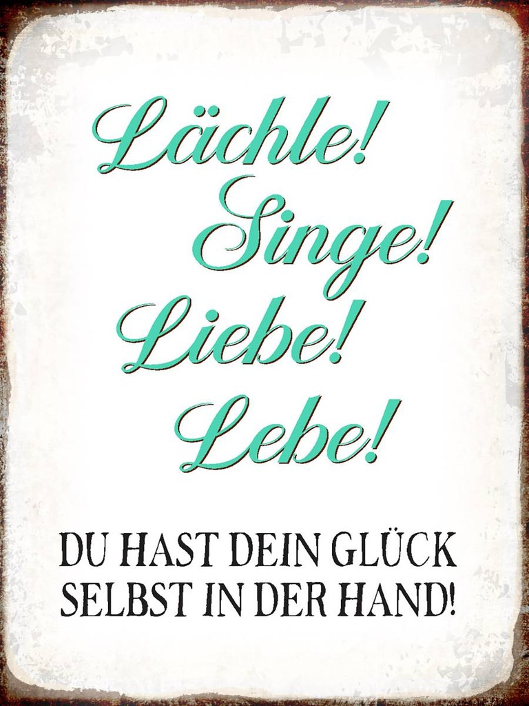 Holzschild 40x30 cm Lächle Singe Liebe Lebe Glück