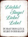 Holzschild 40x30 cm Lächle Singe Liebe Lebe Glück