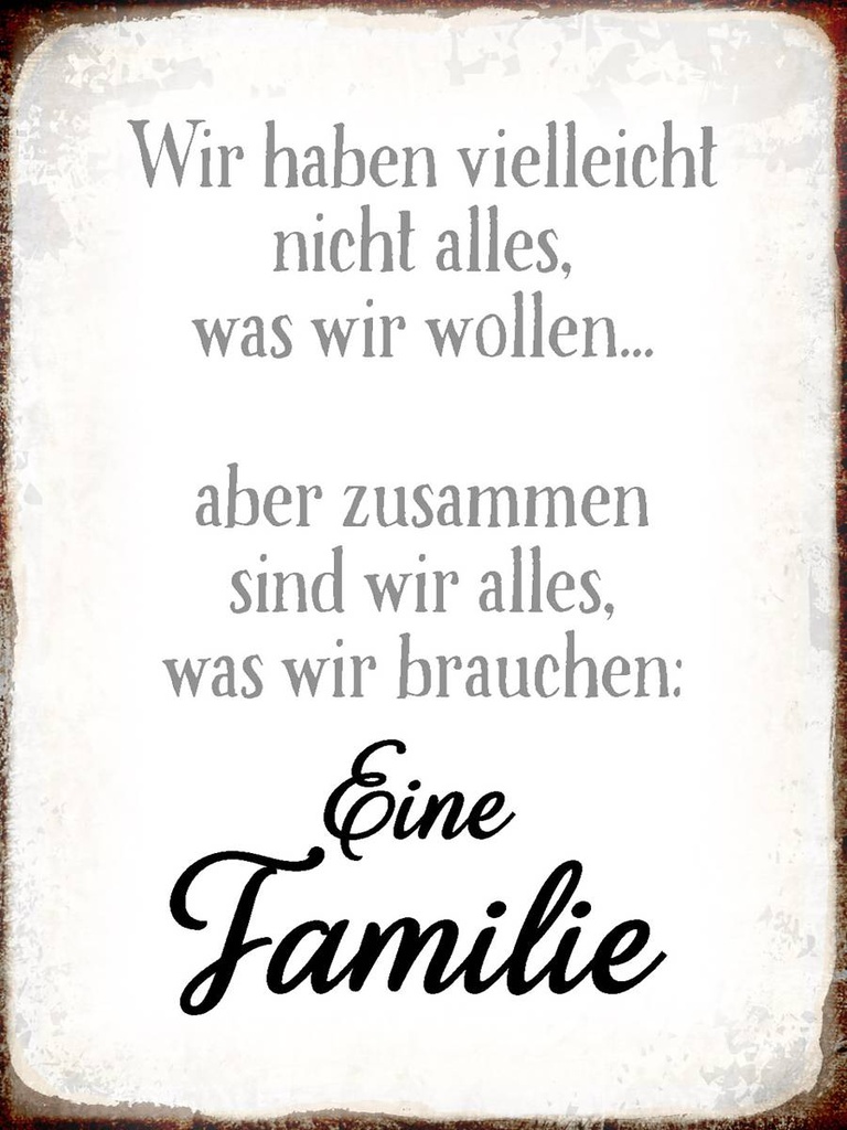 Holzschild 40x30 cm eine Familie zusammen wir alles